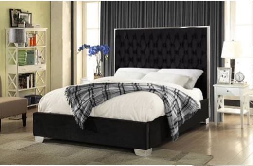 668 Velvet Bed with Stainless Steel Frame & Decoration